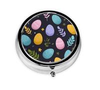 Ethnic Easter Eggs Small Pill Box 3 Compartment Portable Pill Box for Purse Pocket Spring Mini Medicine Organiser for Daily Vitamin Fish Oil Storage