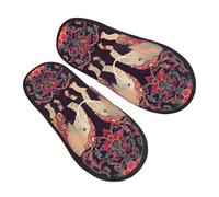Ethnic Elephant Slippers for Women Men Mandala Vintage Non-Slip House Slippers Indoor Comfy Fuzzy Footwear Memory Foam Bedroom Travel Shoes L