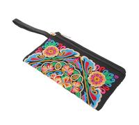 Ethnic Embroidered Clutch Handbag for Women, Polyester Zipper Design