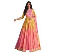 ETHNIC EMPORIUM Women's Real Chinon/Georgette With Emboridery Work Anarkali Salwar Suit 7739, 1, XL