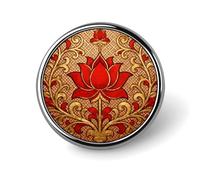 Ethnic Floral Badges Pin, Personalized Exquisite Round Badge, 1 Inch Button Pins for Women And Men, Decorative Metal Round Brooch for Clothing, Backpacks, And Hats