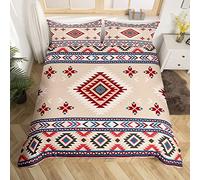 Ethnic Floral Duvet Cover Set Super King Size, Abstract Geometric Bedding Set 3pcs for Kids Boys Girls Room Decor, American Indian Style Comforter Cover Navajo Tribal Quilt Cover with 2 Pillowcases