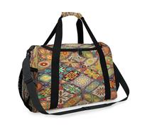Ethnic Floral Mandala Travel Duffel Bag for Girls Boys Women Men Weekend Overnight Bag Shoulder Tote Luggage Handbag for Travel Sports Gym