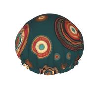 Ethnic floral pattern shower cap with double layer, holds your hair well whether it is showering or bathing.