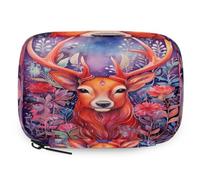 Ethnic Flower Deer Animal Pill Organizer Travel Medicine Case with Zipper Daily Vitamin Storage Bag Portable 8 Slot Weekly Pill Box Supplement Holder for Home Office Gym Travel