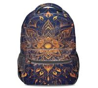 Ethnic Geometric Mandala Print Backpack, Kids Bookbag, Gold Pattern, Detailed Design, Unisex (print 1)