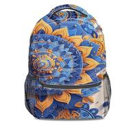 Ethnic Geometric Mandala Print Backpack, Kids Bookbag, Gold Pattern, Detailed Design, Unisex (print 2)