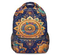 Ethnic Geometric Mandala Print Backpack, Kids Bookbag, Gold Pattern, Detailed Design, Unisex (print 3)