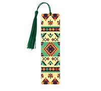 Ethnic Geometric Pattern Printed Metal Bookmarks M - Dark Green Lightweight Aluminium Book Marker for Books, Journals & Gifts, Ideal Book Lovers, Holiday Decor & Crafts