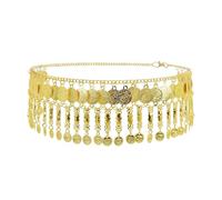 Ethnic Gold Silver Coin Tassel Waist Chains for Women, Dance Beach Party Belly Body Chains,Retro Sexy Dress Jewelry Accessories Adjustable Belt Chains Gift, Adjustable, Metal, No Gemstone