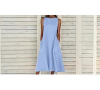 Ethnic Greek Style Sleeveless A-Line Dress: White/M
