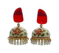 Ethnic Indian Earrings for Women | Traditional Meenakari Jhumki Big Jhumka Bollywood Style Boho Bohemian Jewelry Dangle Earring For Festival Wedding Christmas Party, 7.62 cm , Alloy Steel, No Gemstone