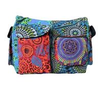 Ethnic Indian Style Patchwork Shoulder Bag Multi Pocket for Women Hippie Boho, Multicoloured 01, largeur 35 cm, hauteur 30 cm, soufflet 17 cm.