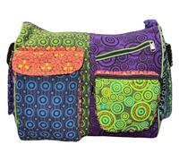 Ethnic Indian Style Patchwork Shoulder Bag Multi Pocket for Women Hippie Boho, Multicoloured 01, largeur 35 cm, hauteur 30 cm, soufflet 17 cm.
