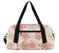 Ethnic line pattern Kids Duffle Bag Boys Girls Small Sport Dance Gym Bag for Overnight Travel Weekender Carry On, Grunge Geometric Flowers, 18.5"L x 9.4"W x 7.8"H