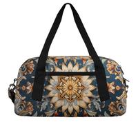 Ethnic line pattern Kids Duffle Bag Boys Girls Small Sport Dance Gym Bag for Overnight Travel Weekender Carry On, Daisy Print Graffiti, 18.5"L x 9.4"W x 7.8"H