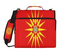Ethnic Macedonian Flag 1.5-Inch 3-Ringing Zippered Binder Bag with Shoulder Strap Laege Capacity School Supplies Organizer for School/Office