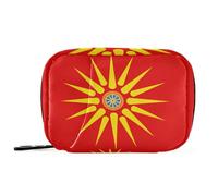 Ethnic Macedonian Flag Medical Bag with Detachable Compartments Portable Small Pill Organizer