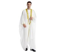 Ethnic Men's Abayas Arabic Bisht with Golden Emobroidery Cloak with Ball Fringe Arab Dress Islamic Clothing from the Middle East Prayer Clothing for Men
