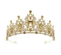 Ethnic Metal Crowns for Adult Women Wedding Headpiece Crystal Headband Hairband Festival Crowns New Year Headwear, as described