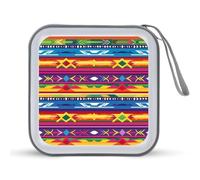 Ethnic Mexican Colorful Stripes CD Case Holder Portable 40 Capacity DVD Wallet Storage Organizer for Car Travel