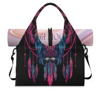 Ethnic Owl Dream Catcher Sports Duffle Bag with Shoe Compartment Weekend Overnight Bags Tote Cabin Luggage Bag for Gym Yoga Travel