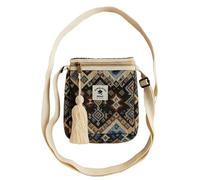 Ethnic Pattern Himalayan Hemp Crossbody Bag - Handmade Small Sling Bag with Zipper & Tassel - Eco-Friendly Unisex Shoulder Bag from Nepal
