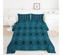 Ethnic Pattern King Duvet 10.5 Tog, Vintage Geometric Style Microfiber Bedding Set, 1 Quilt 220x230cm and 2 Pillowcases 50x75cm, All Year Round Comforter for Cozy Nights TY479