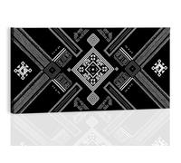 Ethnic Personalised Canvas Prints 140L x 70W cm, Custom Framed Geometric Black and White Stripes Squares Photo Wall Art, Waterproof Black Picture Gifts & Decoration for Living Room, Bedroom, Hallway