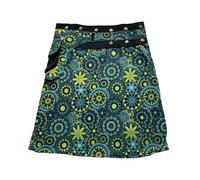 Ethnic Printed Skirt Press Stud Wrap Skirt, Colorful Knee Length Skirt Size Adjustable with snap Buttons Bohemian Gypsy (UK, Alpha, One Size, Regular, Regular, Green)