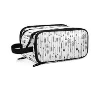Ethnic Seamless Indian Arrows in Native Style on White Women's Portable Makeup Bag with Handle, Cosmetic Bag, Travel Cosmetic Bag Durable Toiletry Storage Organizer 11 x 7 x 5.7 inch