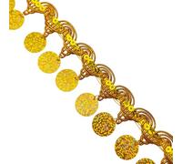 Ethnic Sequin Fringe Trim, 10Yards Gold/Silver Polyester Sequins Clothing Trim with Pendants for DIY Sewing Accessories