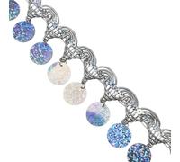 Ethnic Sequin Fringe Trim, 10Yards Gold/Silver Polyester Sequins Clothing Trim with Pendants for DIY Sewing Accessories