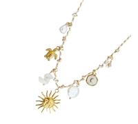 Ethnic Shell Starfishes/Sun Moon/Sea Horse Pendant Necklace Lightweight Rope Chain Jewelry Adjustable Length Festival Gift Alloy Pendant Jewelry