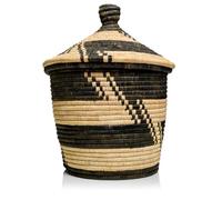 Ethnic storage baskets | Unique monochrome lidded baskets, Ethical African basket with lid from Uganda (Mini 12cm)