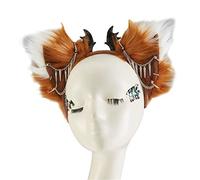 Ethnic Students Unisex Photoshoots Hairband With Dangle Jewelry Decors Ears Headbands Yellow Cartoon Hair Hoop Cosplay Headbands For Woman Cosplay Headband Ear Shape Halloween Headband Animals