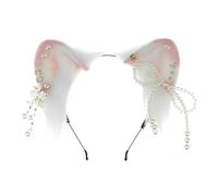 Ethnic Students Unisex Photoshoots Hairband With Pearl Bowknot Decors Ear Headbands Plush Cartoon Hair Hoop Cosplay Headbands For Woman Cosplay Headband Ear Shape Halloween Headband Animals