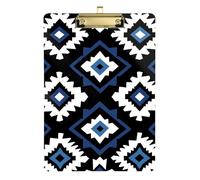 Ethnic Style Abstract Pattern Blue Black Reading clipboard Plastic for Police Office Nurse Football Coaches Size 9 x 12 Gold