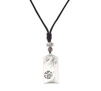 Ethnic style alloy plated antique silver long necklace, sweater chain, embossed pendant (Ruyi imitation silver rope style)