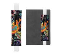 Ethnic Style Birds Pen Holder for Notebook, PU Leather Pen Sleeve Pouch for Gift, Detachable Bookmark Elastic Journal Pencil Holder Case - Hold 2-3 Pens, White