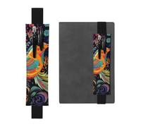 Ethnic Style Birds Pen Holder for Notebook, PU Leather Pen Sleeve Pouch for Gift, Detachable Bookmark Elastic Journal Pencil Holder Case - Hold 2-3 Pens, Black