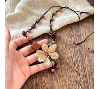 Ethnic Style Bodhi Flower Necklace for Women Long Woven Flower Sweater Chain Fashion Jewelry Accessories Birthday Gifts