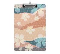 Ethnic Style Cherry Blossom A4 Size Clipboard Funny Aesthetic Working Studying Letter Standard Clip Board 12.5×8.5 in Hardboard for School Classroom Kids Writing Drawing