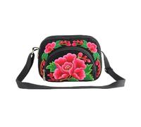 Ethnic Style Crossbody Bag With Embroidered Patterns And Triple Zip Pockets For Women(Color 3)