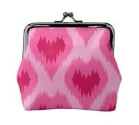 Ethnic Style Hand Drawn Hearts, PU Leather Coin Purse, Small Wallets, Change Pouch with Kiss Lock Clasp Buckle, Change Purse