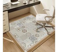 Ethnic Style Office Chair Mat 100x120cm Anti-Scratch Thick Floor Protector Non-Slip Rubber Bottom for Hardwood & Carpet Rectangle Rug for Home & Office Use
