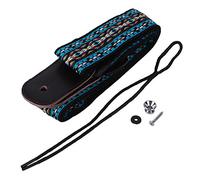 Ethnic Style Ukulele Strap, Adjustable 4 String Guitar Strap for Adults and Children, Soft Cotton with Artificial Leather, 70-120cm Length for All Ukulele Sizes (Blue)