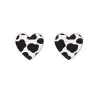 Ethnic Style Western Cowboy Accessories Cow Print Love Cow Ear Studs Cute Wooden Ear Accessories Gold Plated Love Knot Earrings (A, One Size)