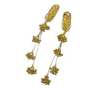 Ethnic Tassels Hair Clip with Rhinestones Shaping Clip Side Barrette for Minority Costume Cultural Event Party Accessory