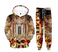 Ethnic Totem Patterns Hoodie Sweatpants Sets Unisex 2 Piece Native American Indian Pullover Sweatshirt Suit Casual Tracksuit